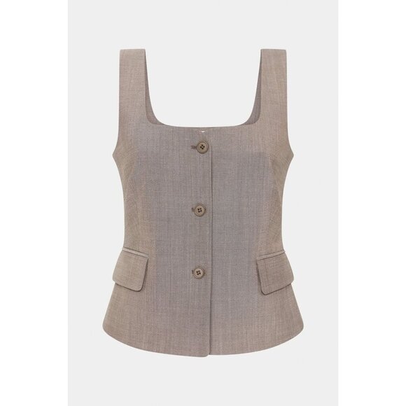 SIR. Leonardo Button Down Bodice Top in taupe 3/L New as-is Womens Sleeveless - Picture 9 of 13